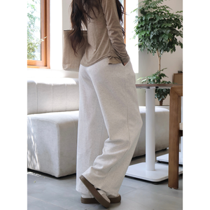 Pantalon pour femme en polaire à jambe large de meilleure qualité avec cordon de serrage élastique taille haute détail de couture en surbrillance - Product Image 4