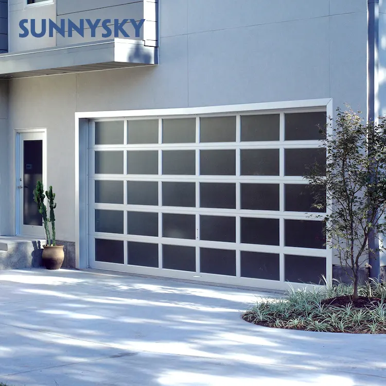 Sunnysky custom Hot sale products manually and automatically open aluminum glass garage door price