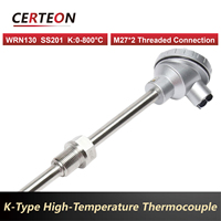 Sonde industrielle SS201 acier inoxydable M27 filetée 500 mm 1300 ℃ WRN230/WRN130 thermocouple type K