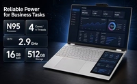 Nouvel Ordinateur Portable B2B 15.6"+7" Win11 Pro, Processeur N95, 16 Go RAM + 512 Go SSD, Batterie 5000 mAh 2K, Caméra Invisible