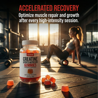 OEM/ODM Creatine Sportvoeding Gummies Supplement Suiker Vrij Zoete Cartoon-vormige Fruitige Smaak Lichaamsvormende Fles