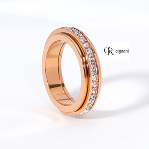 Anelli di Moda in Acciaio Inossidabile 316 con Diamanti Moissanite Ghiacciati Eterni per Donna e Uomo, Gioielli da Festa Placcati Oro con Zirconi, Vendita all'Ingrosso - Product Image 1