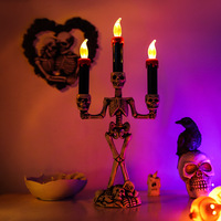 Offre Spéciale : Ensemble de Porte-Bougies Squelette Effrayant, Statues d'Os Horribles, Bougies LED Vintage, Décoration de Table d'Halloween