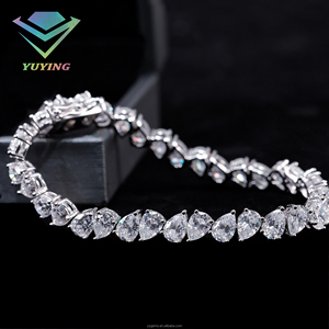 Upside down Claw setting Pear cut VVS moissanite GRA certificate Tennis <b>bracelet</b> Gold plated <b>925</b> sterling sliver Hiphop chain - Product Image 4