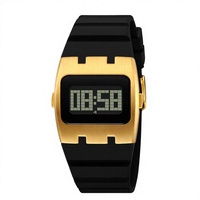 SKMEI Nouvelle Arrivée Montre Unisexe 2415 Carrée à Affichage LED Numérique Multifonction avec Alarme, Chronomètre et Bracelet en Silicone Tendance