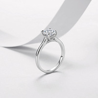 Bague en Moissanite 6A+ VVS1 Couleur D Argent Sterling 925 Ronde 1ct 6.5mm Halo 4 Griffes Cadeau Femme