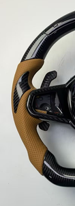 Volante de Fibra de Carbono Personalizado para BMW Serie M, con Palanca de Cambios de Cuero Perforado Color Bronceado, Volante Deportivo M Personalizado - Product Image 2