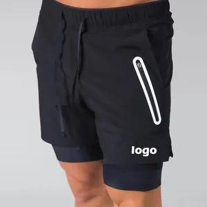 Быстросохнущие пляжные короткие брюки, мужские летние спортивные тренировочные мужские шорты 2 в 1 для бега