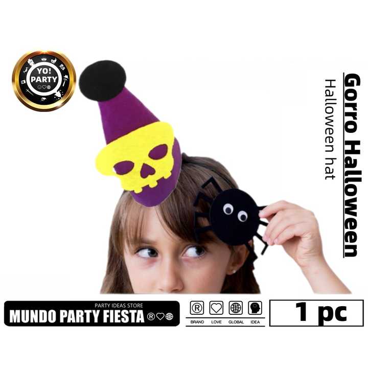 Kids Skull Pattern Felt Cone Hat Halloween Headwear Item #35701-2