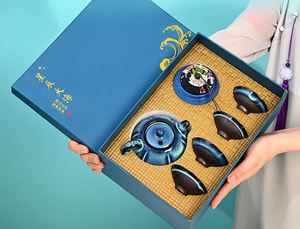 Logotipo personalizado de viaje Sky juego de té Jingdezhen Temmoku esmalte <span class=keywords><strong>tetera</strong></span> tazas de té chino conjunto Gaiwan café Ware tazas de té - Product Image 3