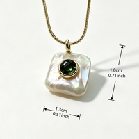 Collier pendentif carré en nacre avec accent CZ, chaîne serpent plaquée or 18 carats pour femme, vente en gros SEKIM JEWELRY N2C1097