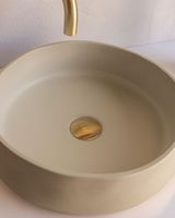 Lavabo rond moderne et minimaliste en béton, à poser sur comptoir, en GFRC, résistant à l'eau, pour salle de bain, fabriqué au Vietnam