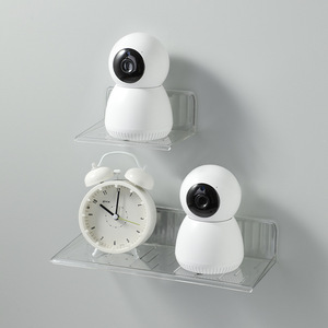 Étagère murale en plastique avec ventouse pour le rangement d'appareils photo et d'horloges, conception à dégagement rapide - Product Image 1