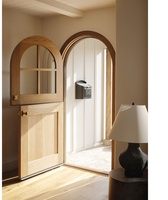 Porte néerlandaise en bois massif à dôme arqué avec kit de quincaillerie en laiton pour entrée principale de maison
