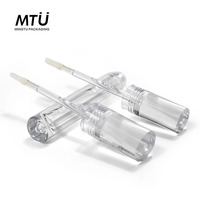 Tubes de gloss à lèvres ronds transparents de 6 ml, logo personnalisé, plastique PETG de haute qualité, flacon vide pour huile à lèvres, emballages cosmétiques