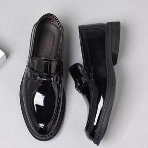 Genuine Leather Men's Loafers <b>Round</b> Toe Slip-On Wedding Dress Shoes <b>Cushioned</b> All Seasons Solid Style - Product Image 4