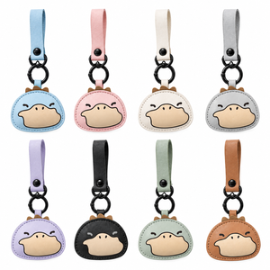 <b>Cute</b> Animal PU Leather Keychain Oval Shape With Spring Hook For Bag Charm Lightweight Carabiner <b>Keyring</b> Multi Color Options - Product Image 1