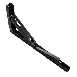 Support mural pliable robuste en acier inoxydable noir et blanc pour étagère Source Hardware - Product Image 3