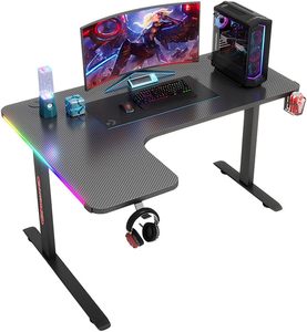 Table de jeu pour ordinateur à prix de gros, réglable en <span class=keywords><strong>hauteur</strong></span>, avec éclairage LED RGB, noire, pour adultes - Product Image 1