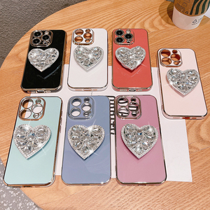 เคสสำหรับ iPhone 14 13 12 11 <span class=keywords><strong>xsmax</strong></span>, เคสโทรศัพท์ชุบโลหะด้วยไฟฟ้าพร้อมที่ยึดรูปหัวใจ - Product Image 2
