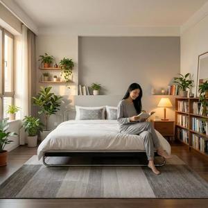 Modern Stainless Steel Portable Foldable Durable Adjustable Double <strong>Bed</strong> Frame for Bedroom <strong>Home</strong> Use - Product Image 4