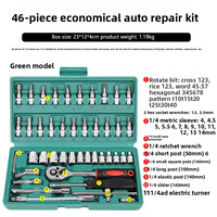 Juego de Herramientas Manuales de Acero al Carbono de 46 Piezas, Juego de Llaves para Reparación Mecánica Automotriz, Juego de Llaves de Tubo para el Hogar