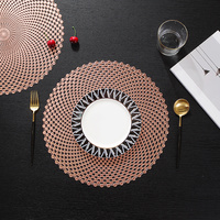 Sets de table ronds classiques en PVC métallisé écologique pour la table à manger, la maison, les hôtels, la décoration de mariage