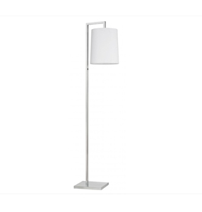 Lámpara de pie de tubo de hierro niquelado cepillado con pantalla de tambor e interruptor de pie para decoración de hoteles - Product Image 5
