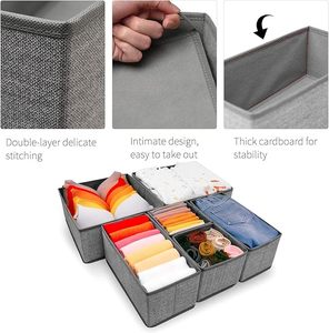 Juego de 6 cajones plegables para ropa interior, organizador de cajones, divisores de armario, caja de almacenamiento, ropa, calcetines, ropa interior, organizador de cajones - Product Image 2