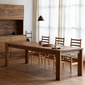 Mesa de Comedor de Madera Maciza de Teca Africana, Diseño Moderno Minimalista, Muebles para el Hogar, para Comedores y Oficinas - Product Image 1