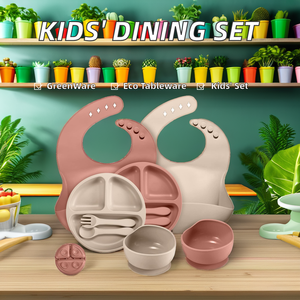 Tùy Chỉnh Toddler Ăn Món Ăn Đồ Dùng Dễ Thương Bé Tấm Bộ Đồ Ăn Bộ Silicone Ăn Bát Cho Trẻ Em Trẻ Em Ăn Thực Phẩm Phục Vụ - Product Image 6