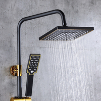 SANIPRO haute qualité robinet de baignoire eau chaude froide mitigeur système robinet mural carré salle de bain noir or ensemble de douche