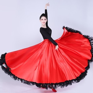 Jupe longue à volants pour <span class=keywords><strong>femme</strong></span>, style danse du ventre espagnole, <span class=keywords><strong>mexicaine</strong></span>, flamenco, bomba, plena, robe de danse fluide, <span class=keywords><strong>costume</strong></span> pour la danse orientale - Product Image 6
