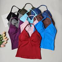 Femmes élastique sans manches Compression débardeurs doux Scrunch sans couture licou respirant léger séchage rapide été adultes
