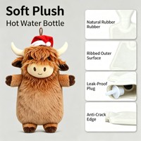 Bouillotte personnalisée mignonne en forme de vache des Highlands avec housse en peluche – Cadeau de Noël