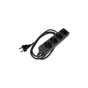 HQ-Power 4-WAY SOCKET-OUTLET WITH SHRINK <b>TUBE</b> - 3G2.5 - 5 m <b>CABLE</b> - BLACK - SCHUKO - Product Image 1