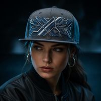 Casquette Snapback Brodé(e) X avec Circuit Imprimé Original, Visière Plate Structurée en Coton, Personnalisable OEM, Vente en Gros