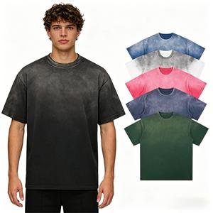 เสื้อยืดผู้ชายผ้าแคนวาสหนา 300 กรัม ทรงโอเวอร์ไซส์ 100% ผ้าฝ้าย พิมพ์ลายปักตัวอักษร สไตล์ลำลอง ทรงบ็อกซี่ ล้างสีแบบแอซิดวอช - Product Image 6
