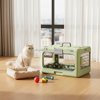 Boîte de transport pour animaux de compagnie, pliable, portable, avec fermeture à bouton, en plastique, à quatre roues, respirante, transparente, pour les voyages en avion, petits animaux