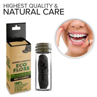 Hilo Dental de Carbón de Bambú Ecológico y Biodegradable con Botella de Vidrio Recargable