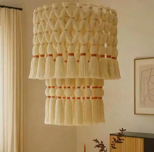 Ultimi Prodotti: <span class=keywords><strong>Lampadario</strong></span> Nordico Fatto a Mano in Macramè 60x75cm con Nappine in Cotone Naturale per Ufficio, Camera da Letto, Soggiorno, Compleanno - Product Image 1