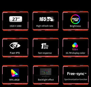 Rộng xoay màn hình 27 inch chơi game màn hình cong 144Hz 165Hz Màn hình LCD màn hình 1K <span class=keywords><strong>PC</strong></span> màn hình với RGB đèn nền - Product Image 3