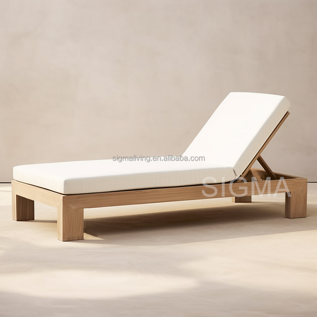 High Quality Luxury Outdoor Patio  Furniture Set Teak Garden Chaise Chair Waterproof Outdoor Daybed Teak Sun Lounger