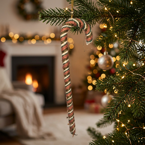Handmade Jute Candy Cane Christmas Hanging <b>Ornament</b> Rustic Jute Candy Cane Christmas <b>Tree</b> <b>Ornament</b> Eco-Friendly Handmade Candy - Product Image 4