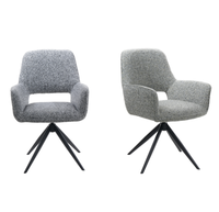 Chaise de salle à manger pivotante à 360°, structure en fer ergonomique, revêtement en velours français, accoudoirs bas, mobilier moderne et élégant pour la maison et les restaurants