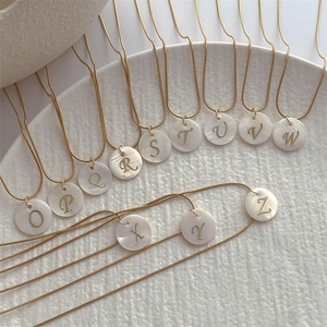 Custom Shell Letter Necklace Gold Initial Letter Dangle <b>Charms</b> Necklace - Product Image 2