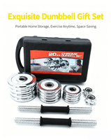 Ensemble d'haltères et de barres multifonctionnelles en fonte réglables 55 kg, finition électro-plaquée - Équipement de musculation durable unisexe