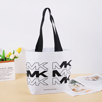 Sacs fourre-tout réutilisables en RPET laminé, résistants, personnalisables avec logo, imperméables, écologiques, pour les courses, avec longues poignées