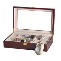 Boîte d'emballage en bois MDF brillant de luxe, boîte cadeau rectangulaire élégante à 5 compartiments, couvercle fait main, boîte à montre et bracelet marron SABER