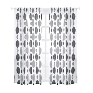 LATAM-cortinas transparentes para ventana, tela de poliéster con patrón circular de dos colores para cocina, dormitorio y sala de estar, venta al por mayor - Product Image 1